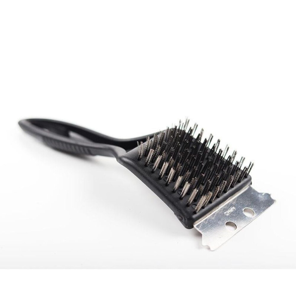 (black) 2-in-1 Bbq Brush Stall Barbecue Grill Brush High Hardness Stainless Steel Wire Bristles Scraper Bbq Grate Cleaner Kitchen Accessories Tools