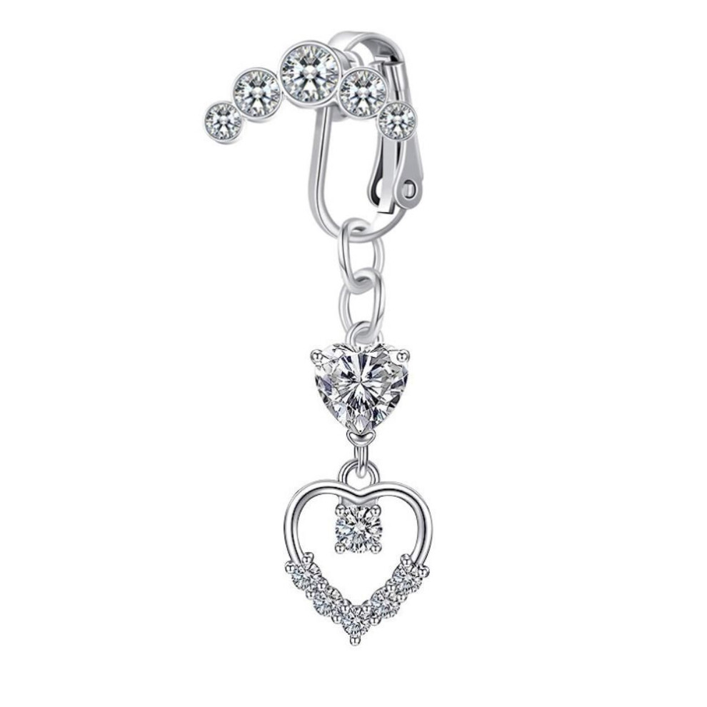 (4) Clip on Umbilical Fake Piercing Navel Ring Faux Belly Button Ring Fashion Fake Belly Rings  Body