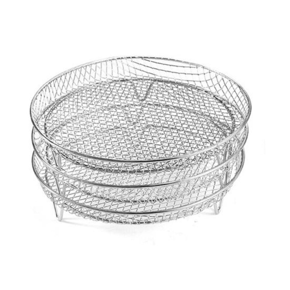 (Round) 3pcs Air Fryer Rack Stackable Dehydrator Racks Stainless Steel Basket Tray Accessories