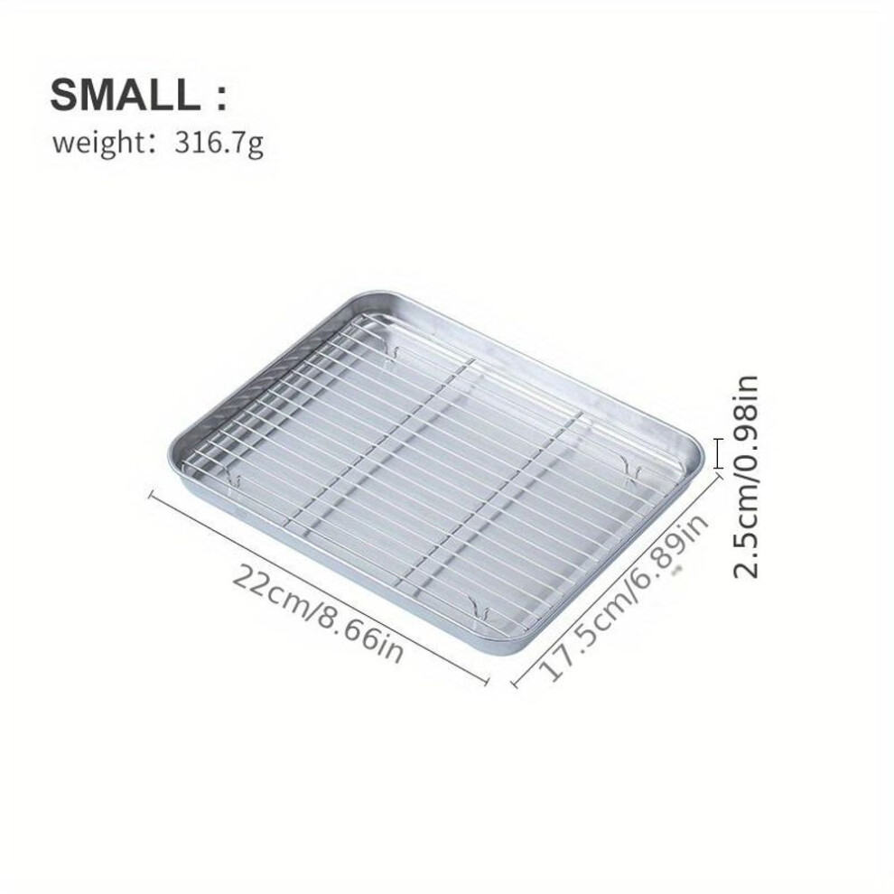 (S) Suit, Stainless Steel Baking Tray With Cooling Rack-perfect For Barbecue And Chicken-available In 3 Sizes