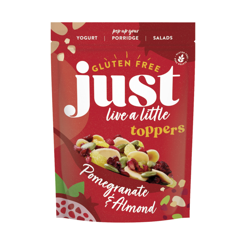 Just Live A Little Forest Feast Pomegranate & Almond Topper 1Kg – Crunchy Seed Mix With Dried Fruit For Yogurt, Cereal & Breakfast