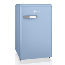 Swan SR11035BLNE Retro Under Counter Fridge with 77L Fridge Capacity, 13L Freezer Capacity, 1 Glass Shelf, E Energy Rated, Blue