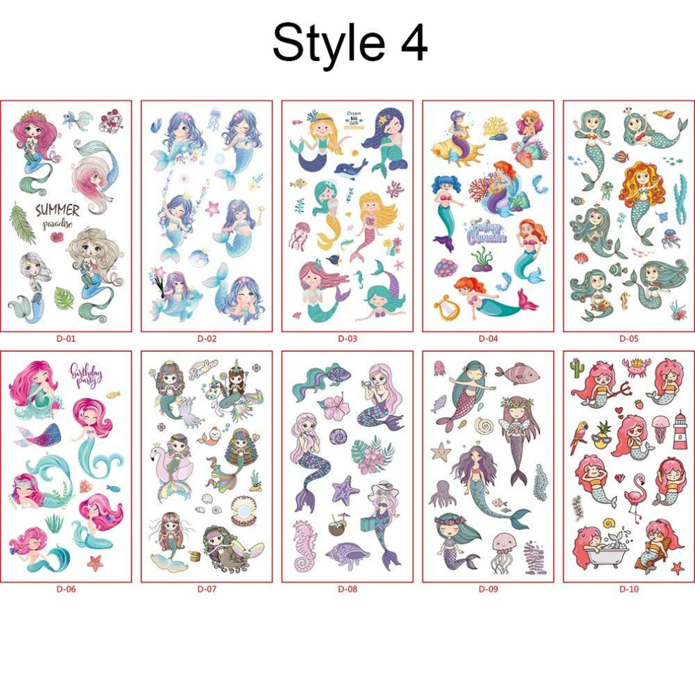 (Style 4) Girls Diy Animal Dinosaur Body Art Waterproof Fake Tattoos Temporary Tattoos Kids Tattoo Stickers