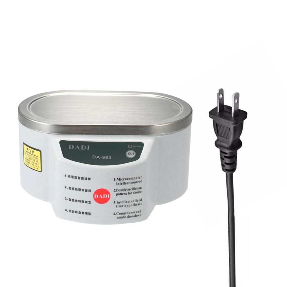 (silver, US Plug 30W) Mini Size Household Digital Ultrasonic Cleaner Watches Glasses Circuit Board Cleaning Tool