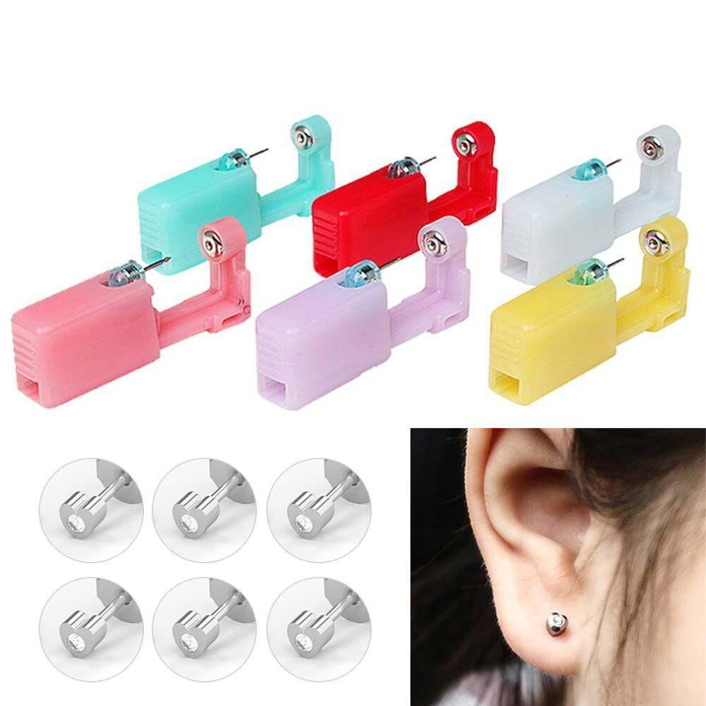 (1 pcs tool with 1 pcs ear stud-09) Tragus Nose No Pain Disposable Nose Ear Piercing Tool Steel Helix Piercing Earring Piercer Machine