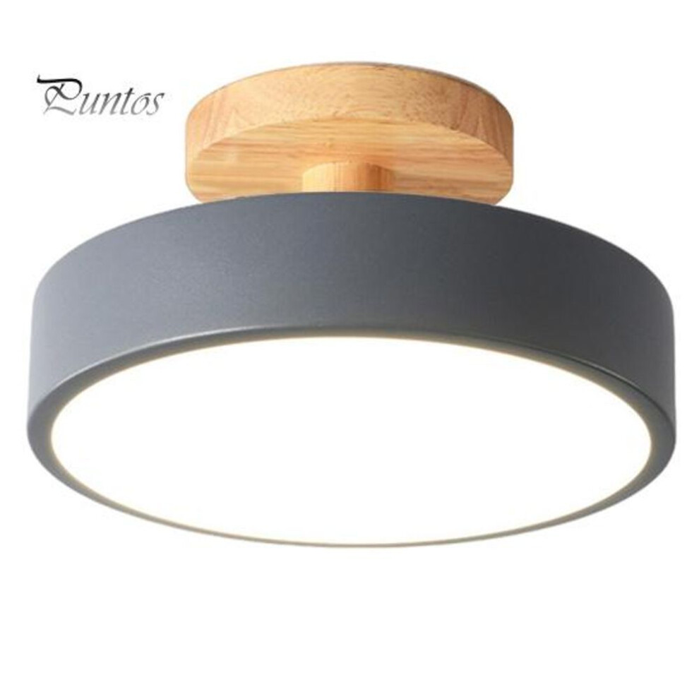 (grey) Flush Mount Ceiling Light Wooden Grain Modern Minimalist Elegant Super Bright Living Room Bedroom Round Lamp Fixture Home Decoration