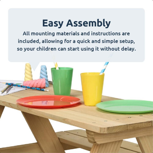 idooka Kids Wooden Picnic Bench Table 1