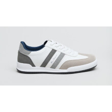 (UK Size 8, White/Grey) Ben Sherman Sokka Men's Comfort Stylish Classic Smart Fashion Casual Trainers