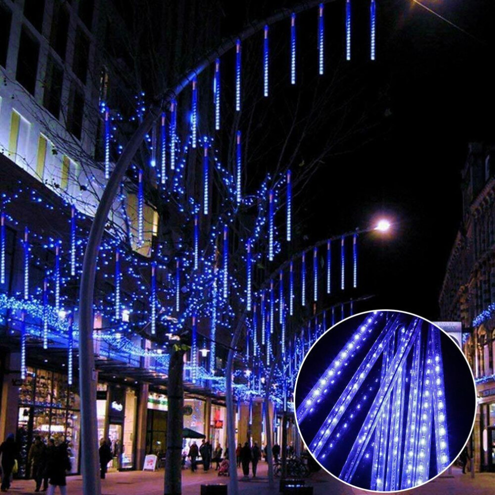 (blue, 30x1.2cm) Star Meteor Shower Rain Lights,30cm 8 Tubes 192 Led Valentine Lights Icicle Snow Falling Christmas Lights Outdoor Raindrop Lights,wedding Party Tree