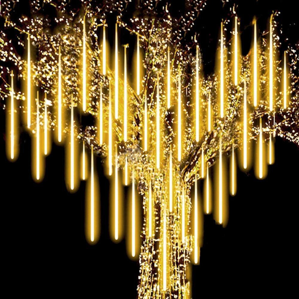 (warm white, 30x1.2cm) Star Meteor Shower Rain Lights,30cm 8 Tubes 192 Led Valentine Lights Icicle Snow Falling Christmas Lights Outdoor Raindrop Lights,wedding Party Tree