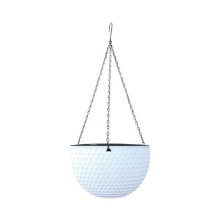 (white, M) Hanging Flower Basket Imitation Honeycomb Self Water Absorption Waterproof Outdoor Resin Plant Hanger for Garden