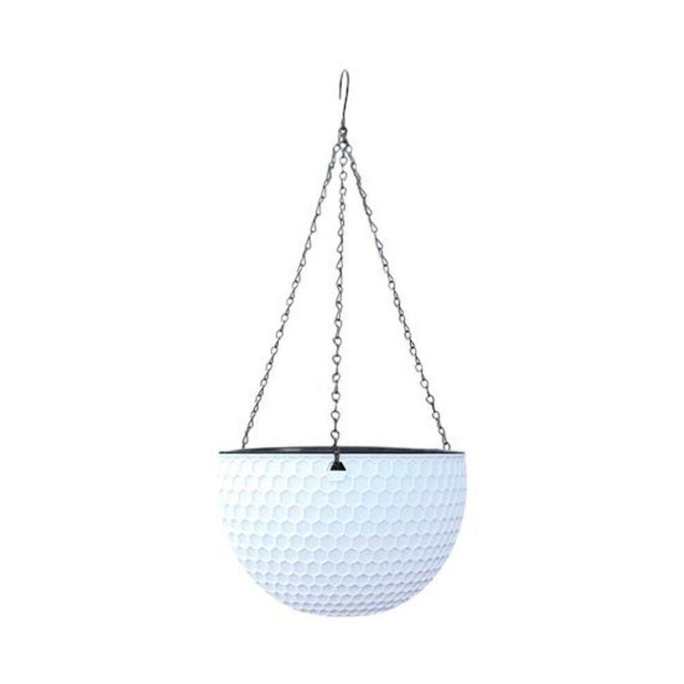 (white, M) Hanging Flower Basket Imitation Honeycomb Self Water Absorption Waterproof Outdoor Resin Plant Hanger for Garden