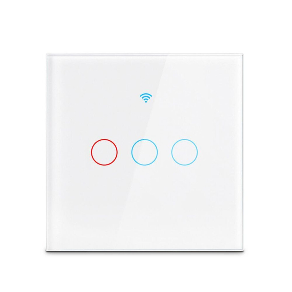 (white, 3-Gang) Eu 220v Tuya Smart Home Wifi Touch Switch 1 2 3 Gang Glass Panel Wall Light Switches Support Alexa Google Home No Neutral Wire