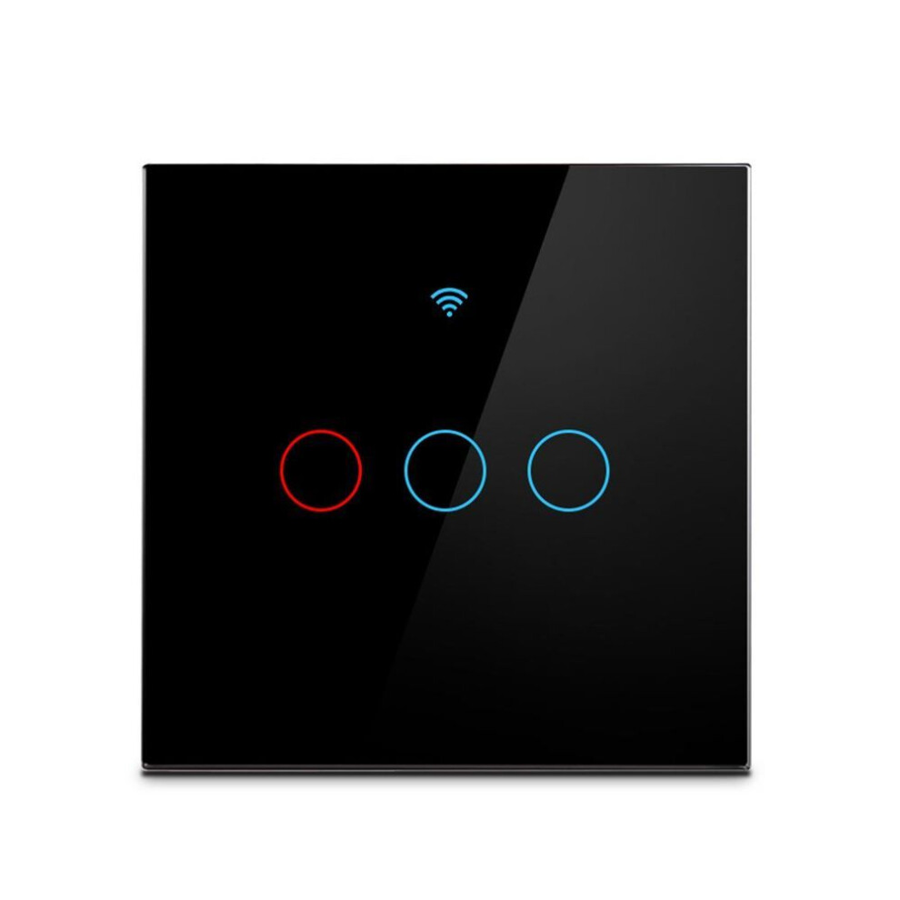 (black, 3-Gang) Eu 220v Tuya Smart Home Wifi Touch Switch 1 2 3 Gang Glass Panel Wall Light Switches Support Alexa Google Home No Neutral Wire