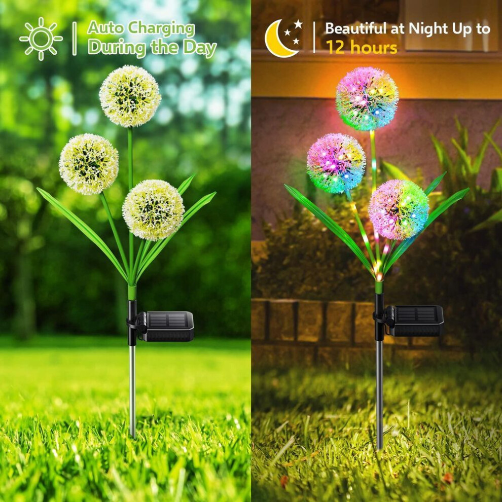 (as the picture) Solar Lights Outdoor Garden Decor, 1pack Upgraded Solar Garden Lights Decorative Dandelion With 36 Colorful Led - Ip65 Waterproof Solar Lights Outdoor