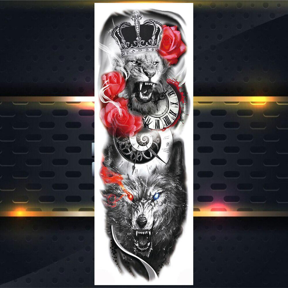 (as the picture) Full Arm Evil Eye Temporary Tattoo Sticker For Men Women Realistic Fake Skull Rose Tatoos Large Body Art Sleeve Tattoos For Holiday