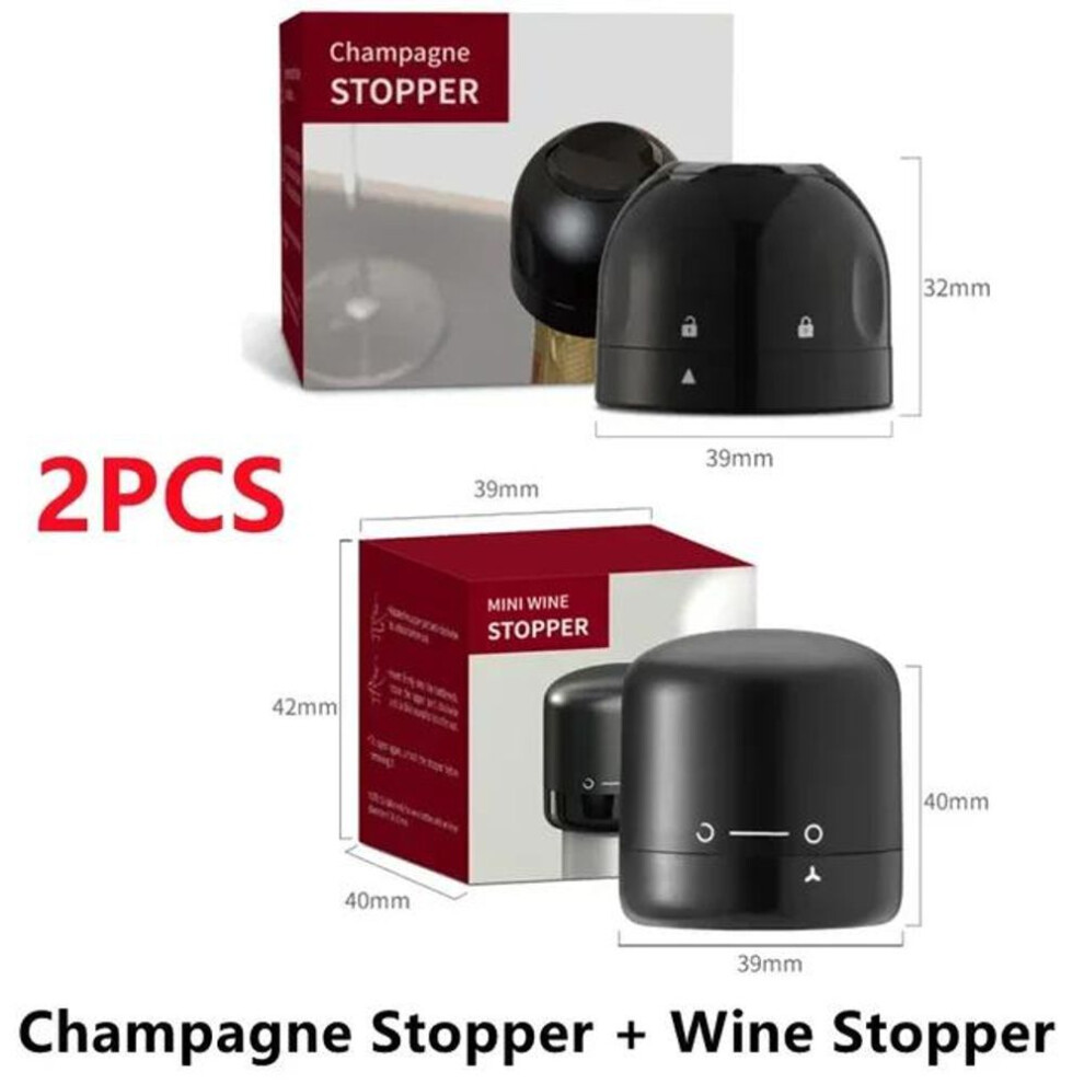 (2PCS A+B) 1/2pcs Vacuum Wine Bottle Stopper Reusable Bar Accessories Silicone Sealing Champagne Cork Kitchen Home Brewing & Wine Making