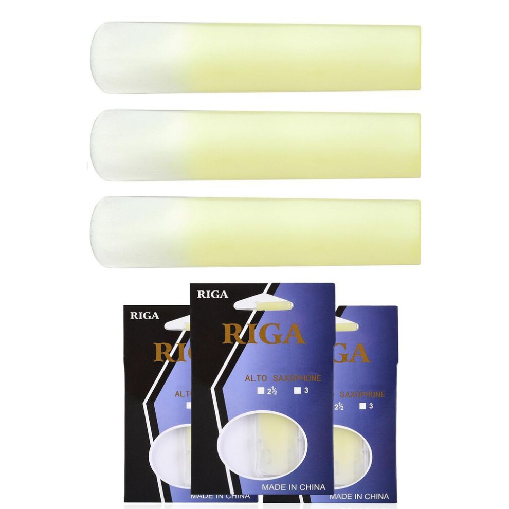 (Strength 2.0) RIGA 3pcs Alto Saxophone Reeds Sax Resin Reed Saxophone Accessories Strength 2.5