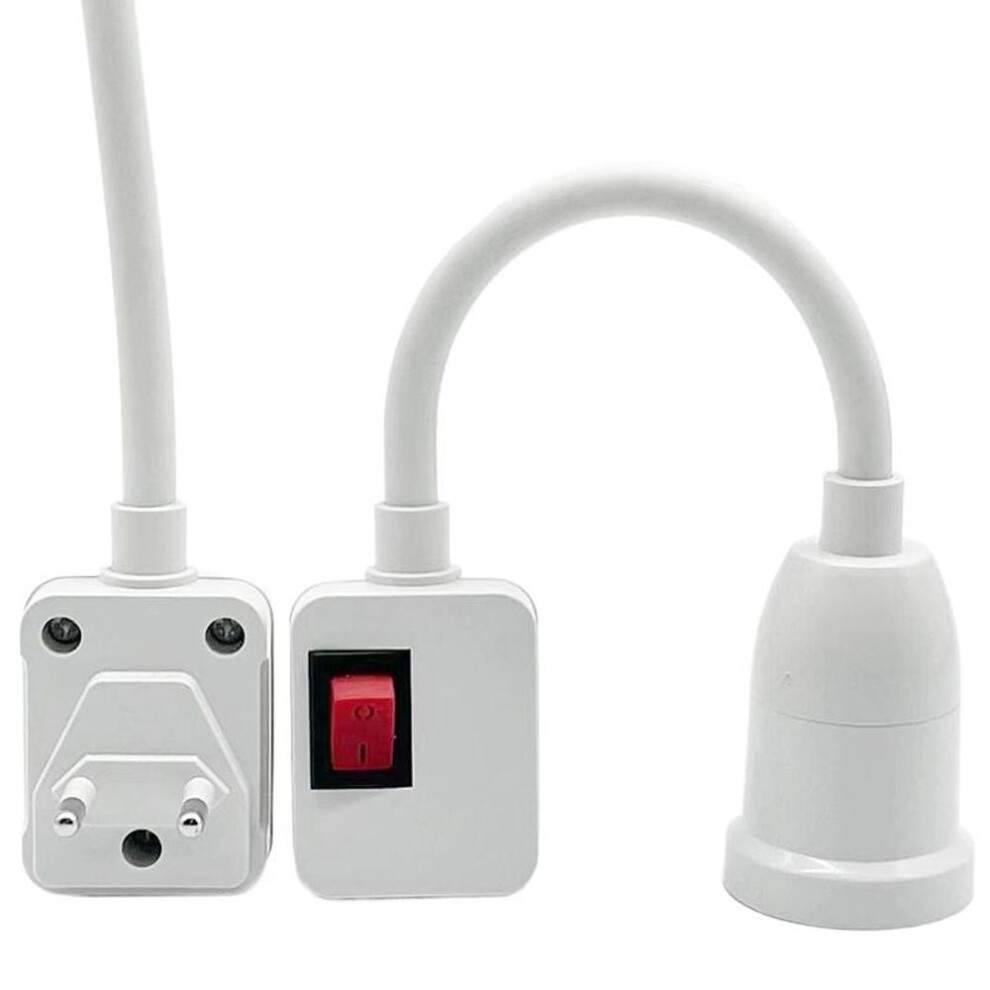 (white) Eu Plug To E27 Lamp Holder Light Bulb Socket With Switch Flexible Lamp Base Conversion Table Lamp Converter Light Adapter