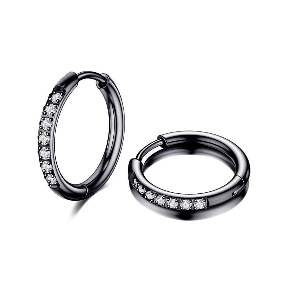 (black, 12mm) 1 pairs Crystal CZs Nose Ring Clicker Earing Piercings Sparkly Rosegold Steel Nariz Piercing Ear Cartilage Tragus Goth Jewelry-image-OPC-PG89T6Q-NEW