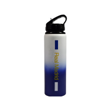 Real Madrid Fade Aluminium Water Bottle 750ml - Official Licensed, Removable Lid with Spout & Straw (White/Blue/Yellow)