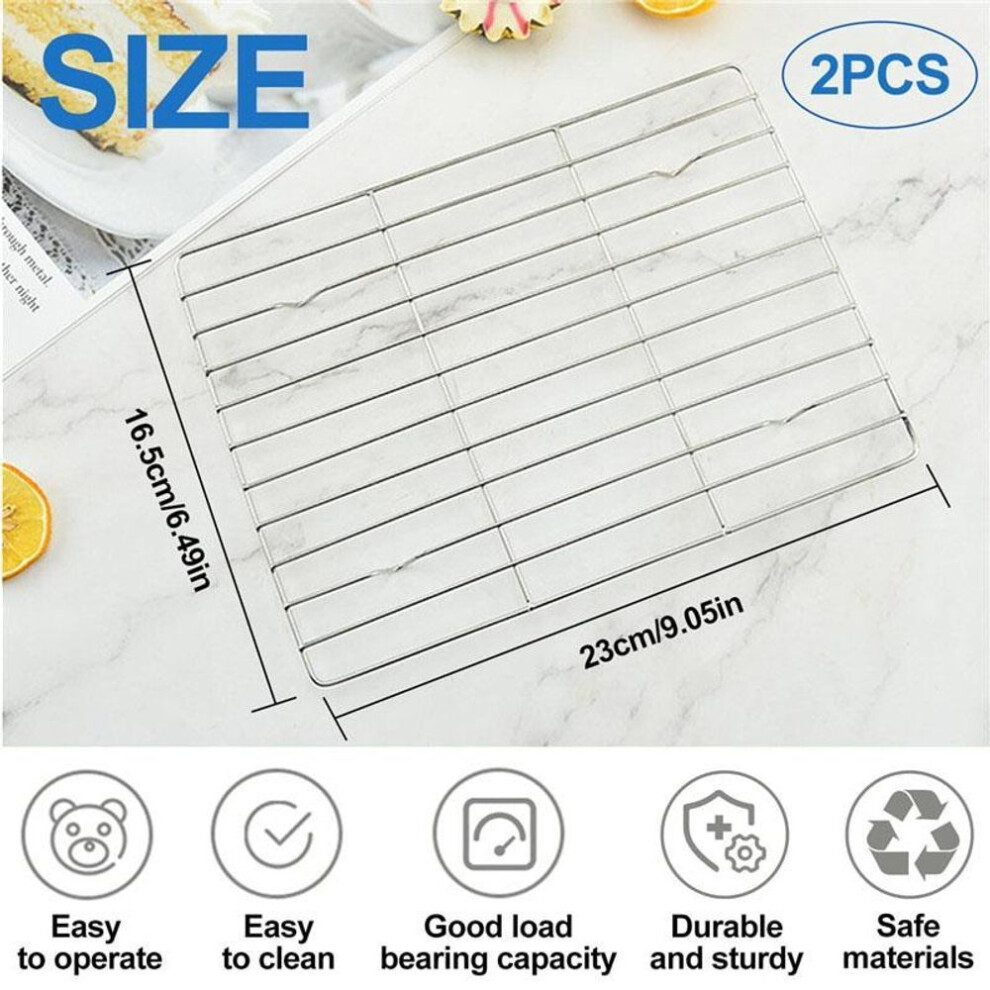 (2PCS) 2-piece Set For Baking Stainless Steel Wire Grill Oven Baking Barbecue Net