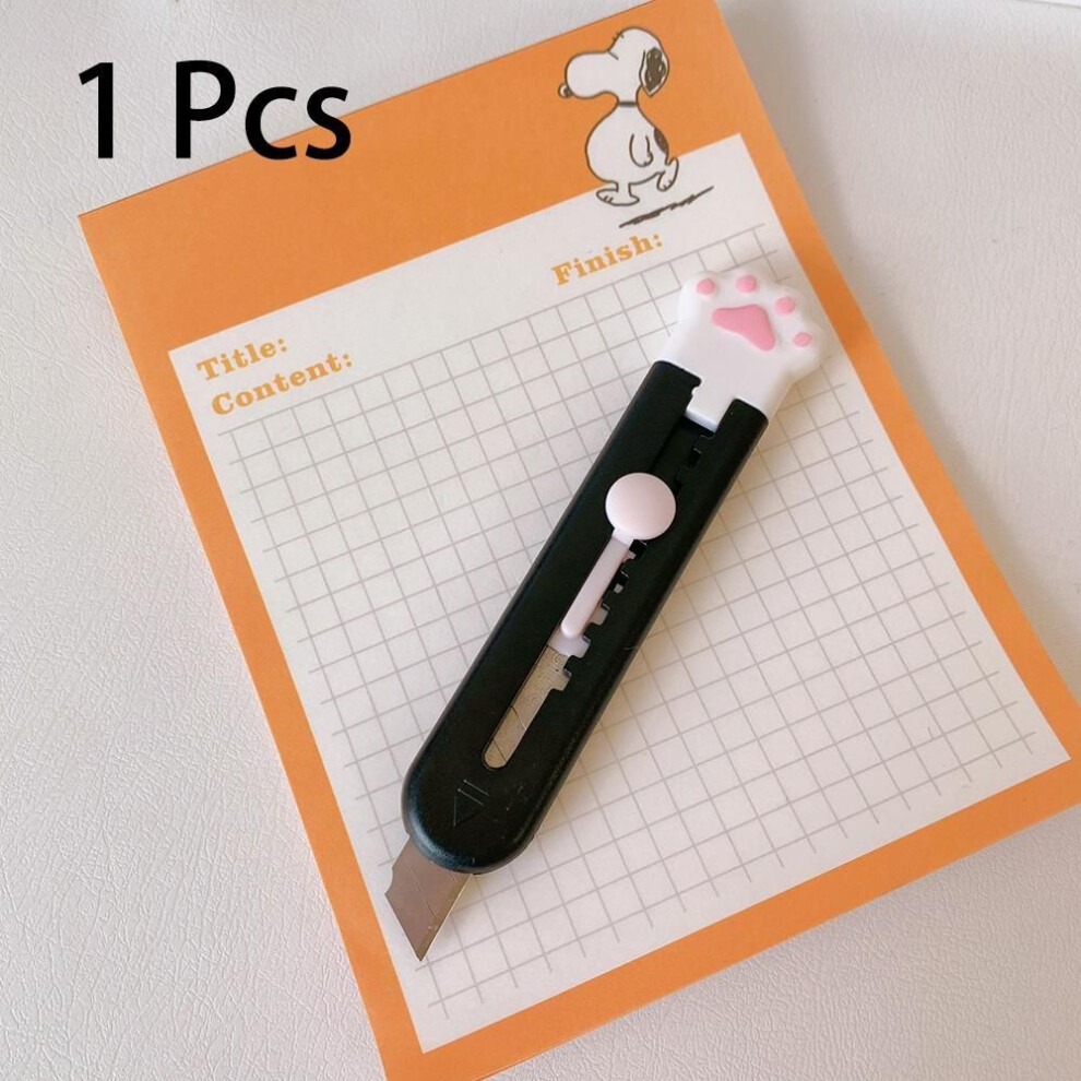 (black) Kawaii Mini Pocket Cat Paw Art Utility Knife Express Box Knife Paper Cutter Craft Wrapping Refillable Blade Stationery