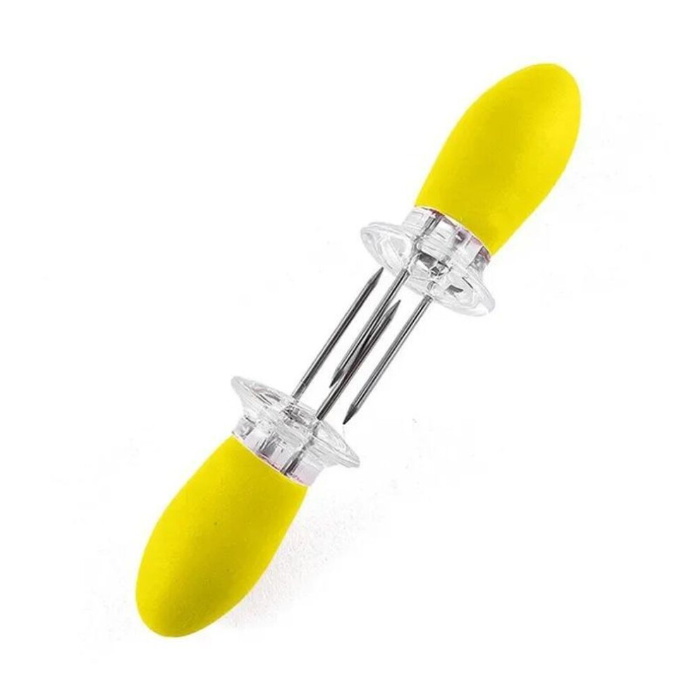 (yellow) 1set Corn Forks Stainless Steel Corn Needle European Fruit Forks Non-scald, Non-slip, Easy To Clean, Durable Barbecue Forks