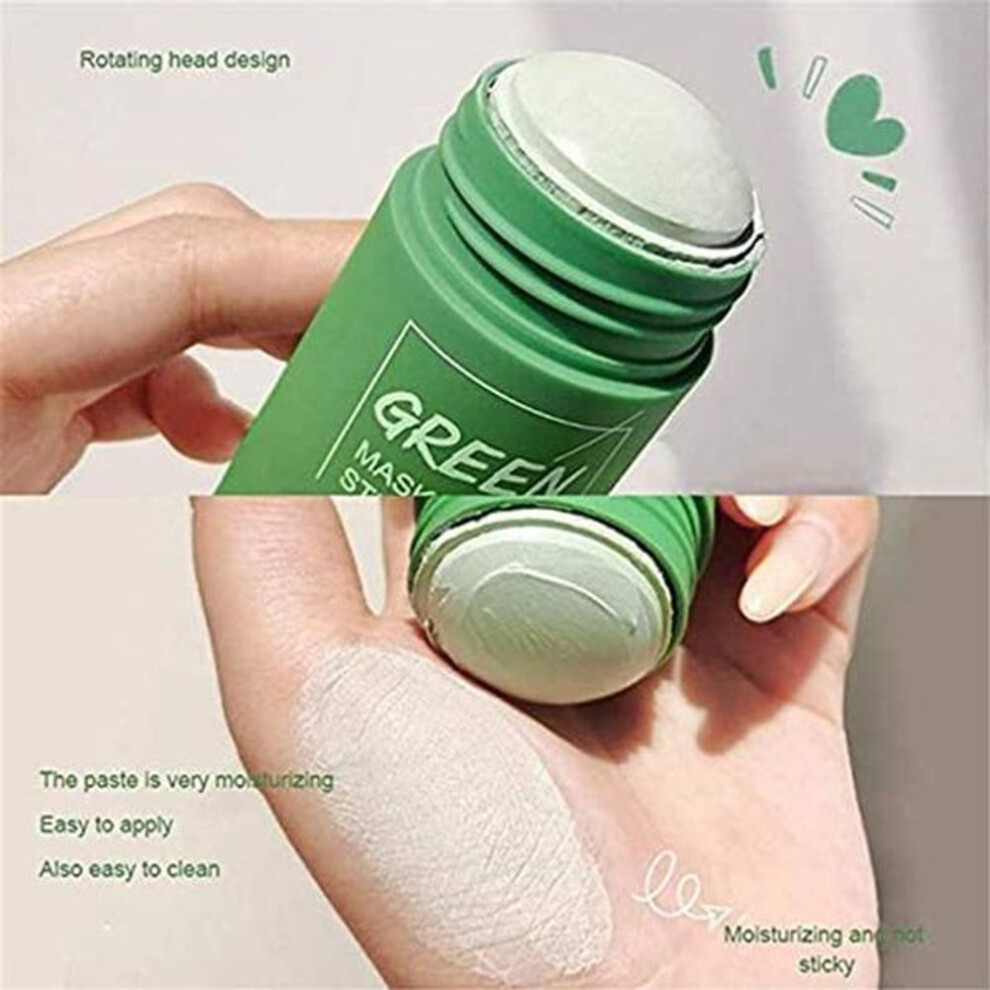 (green) 40g Green Tea Purifying Mud Stick Mask Oil Control Acne Remove Blackhead Facial Moisturizing Deep Cleansing Acne Smear Mask