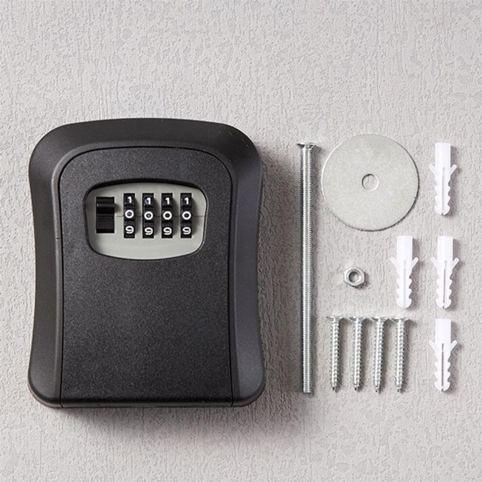 (black) Key Safe Box 4 Digit Wall Mounted Outdoor High Security Code Lock-storage Set