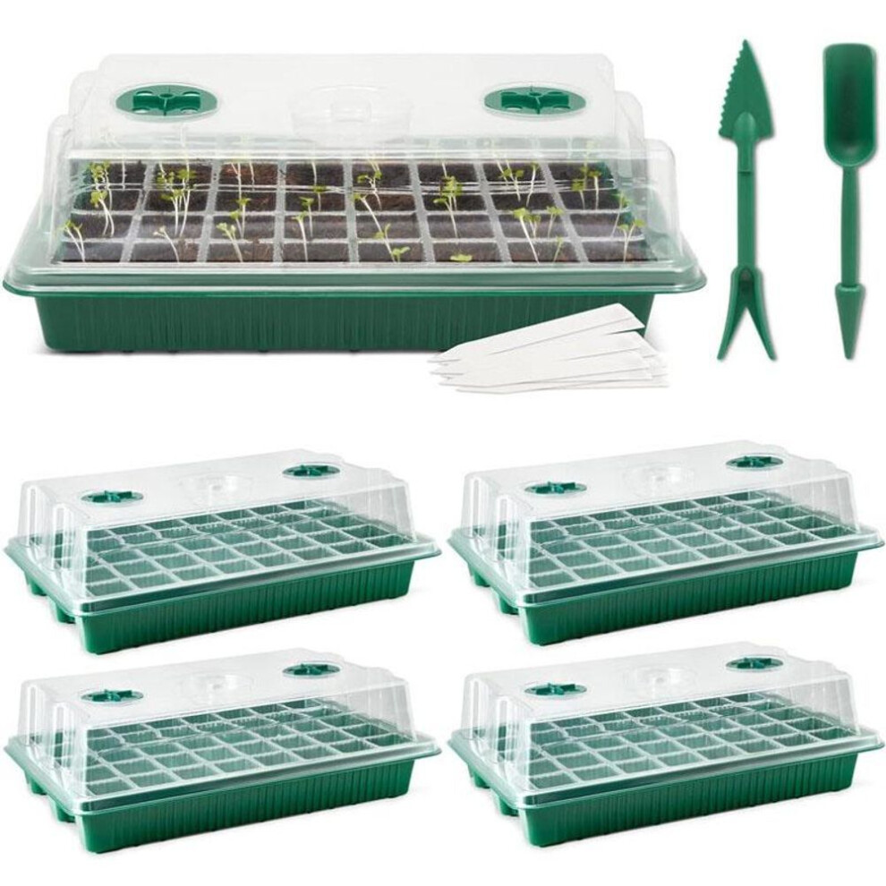 (4-Pack) 4 Pack Seed Tray Large Greenhouse Trays For Growing Garden Plants Flowers Vegetables Herbs Seedlings