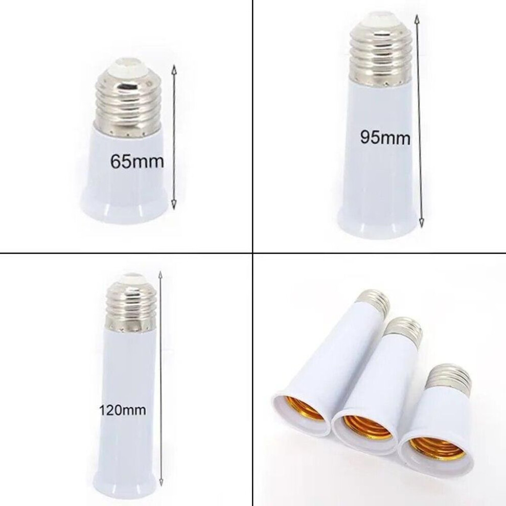(95mm) 65mm 95mm 120mm E27 To E27 Extender Lamp Holder Base Bulb Extend Extension Socket Adapter Led Light Adapter Converter