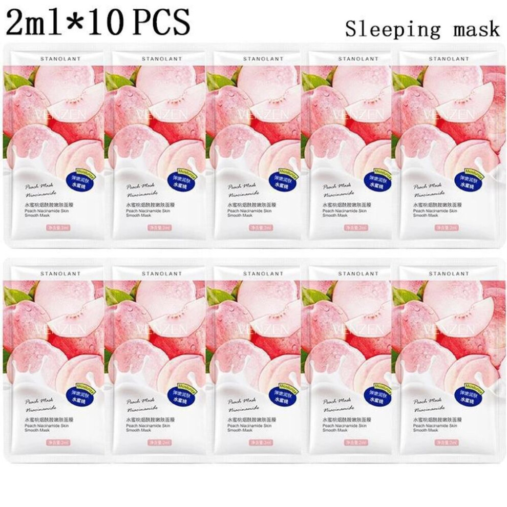 (as the picture, 10pcs) 10 Pcs/lot Brand Niacinamide Sleeping Mask Shrink Pore Mask Moisturizing Disposable Mask Skin Care Improve Roughness Brighten