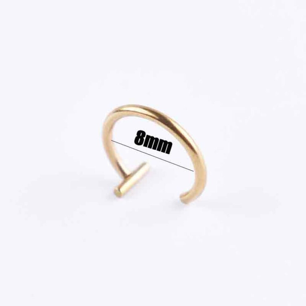 (Golden 1.0*8mm) Men Women Trendy Titanium Steel Punk Clip On Fake Piercing Ear Nose Lip Rings Unisex Nose Ring Women Septum Body Jewelry