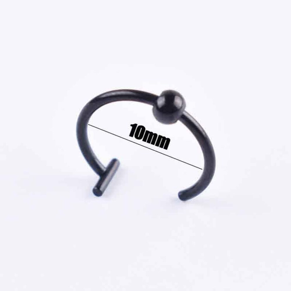 (Black 1.0*10*3mm) Men Women Trendy Titanium Steel Punk Clip On Fake Piercing Ear Nose Lip Rings Unisex Nose Ring Women Septum Body Jewelry