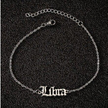 (As show, One size) Ankle-Tianweiguo steel color -1pcs,Zodiac Anklet for Women Stainless Steel Old English Zodiac Letter Anklet Bracelet for Women