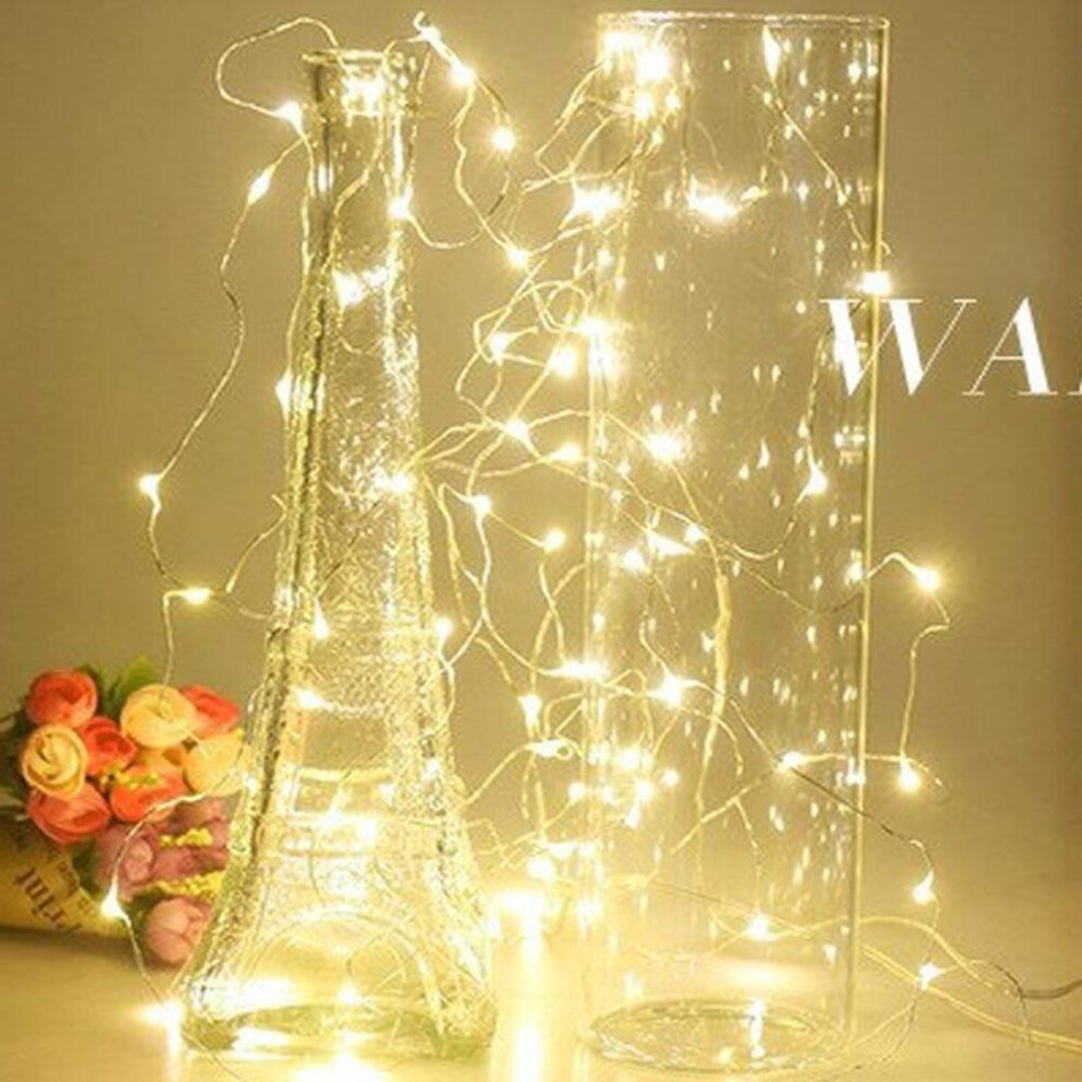 (warm white, 2 meters 20 lights) LED Copper Wire String Lights with Button Battery Box - Decorative Color Lights for Crafts & Gift Boxes
