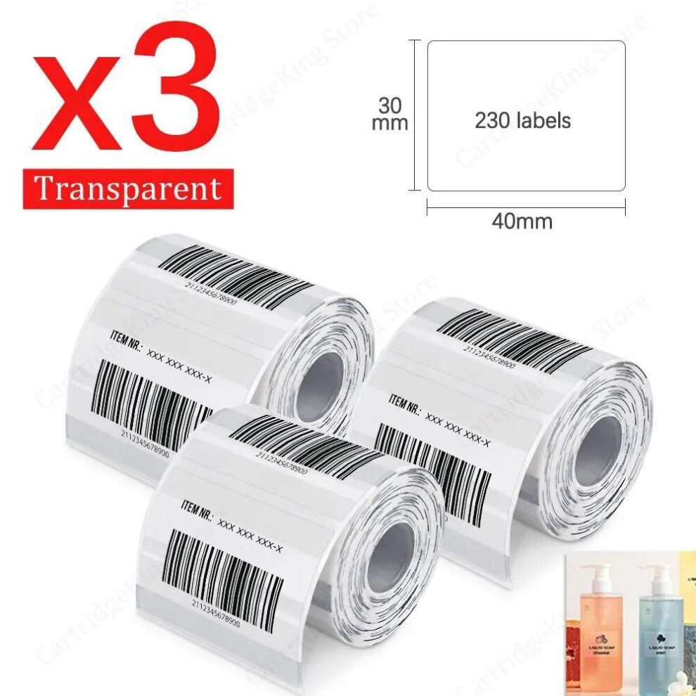 (3PK-Transparent) P50 Thermal Label Printer Similar To E210 M110 Adhesive Sticker Printer For Mobile Computer Mini Barcode Printer Portable Maker