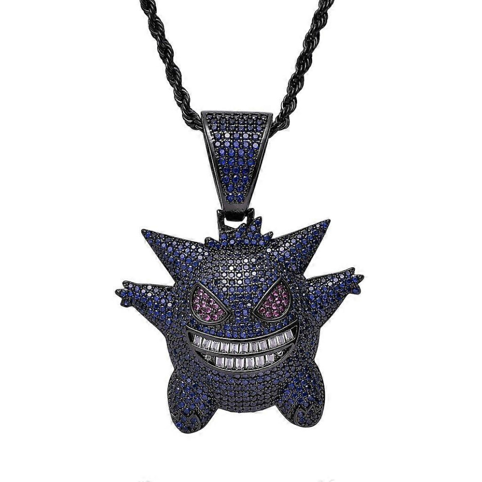 Konhill (As Show, One Size) Gengar Cubic Zirconia Hip Hop Pendant Necklace For Fans Classic Collection Purple