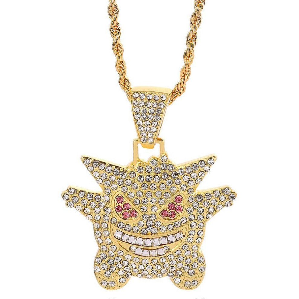 Konhill (As Show, One Size) Gengar Cubic Zirconia Hip Hop Pendant Necklace For Fans Classic Collection Purple
