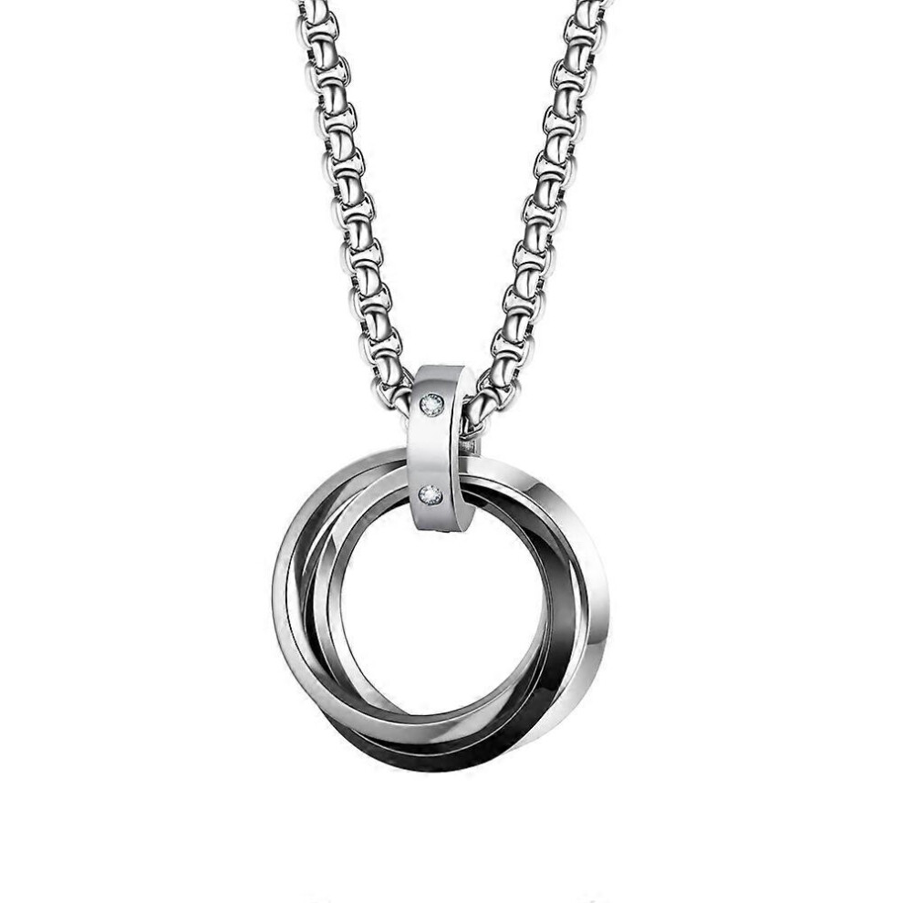 Konhill (As Show, One Size) Stainless Steel Three Interlocking Braided Circles Pendant Necklace