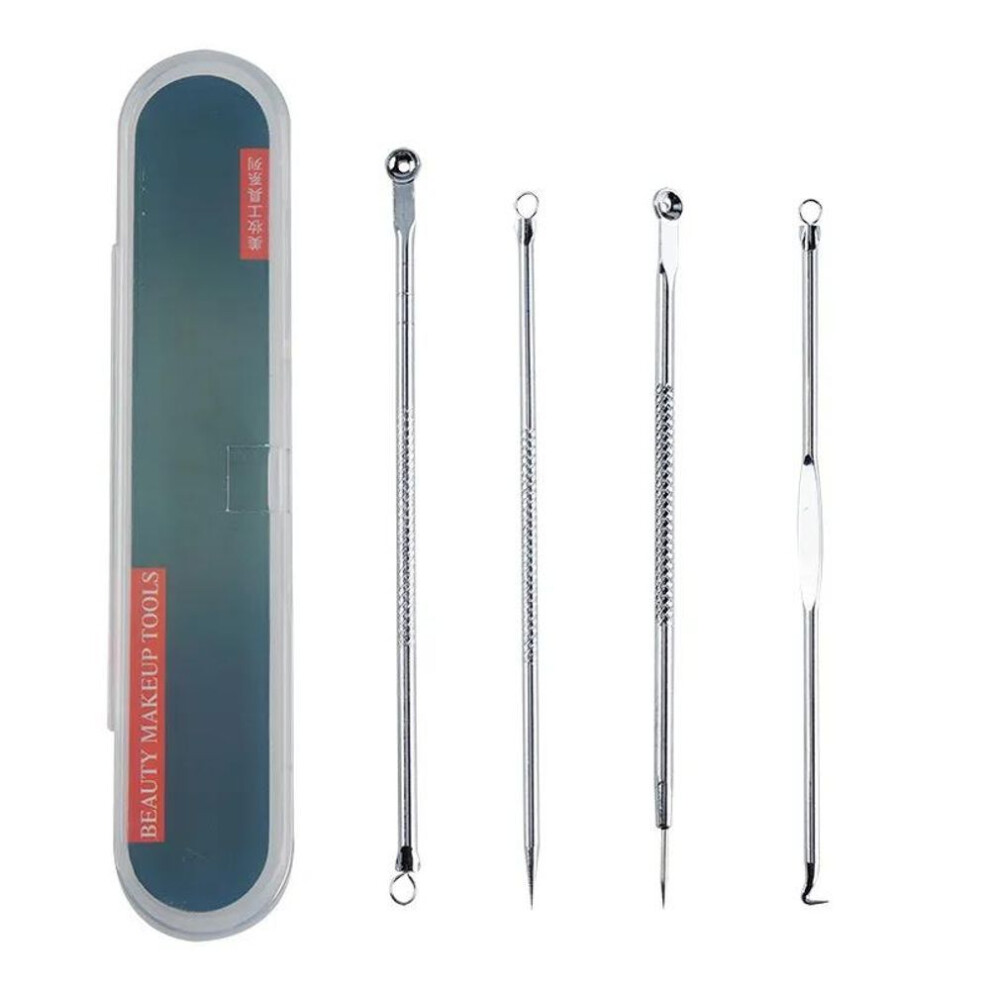 (silver) Rose Gold 4pcs/set Blackhead Comedone Acne Pimple Belmish Extractor Vacuum Blackhead Remover Tool Spoon For Face Skin Care Tool