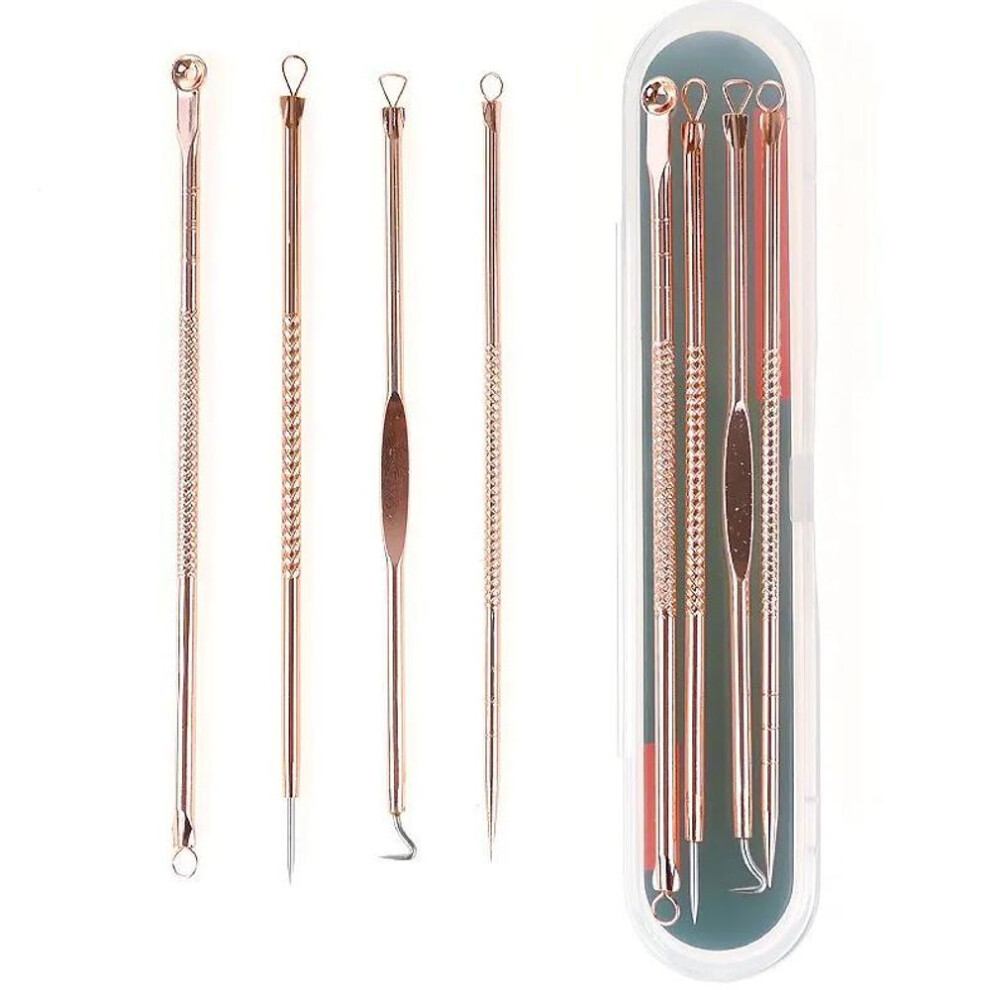 (rose gold) Rose Gold 4pcs/set Blackhead Comedone Acne Pimple Belmish Extractor Vacuum Blackhead Remover Tool Spoon For Face Skin Care Tool