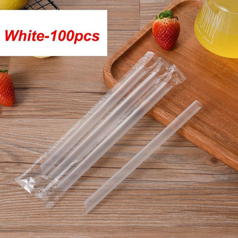 (transparent) 100pcs Disposable Straws Wide Large Milk Tea Milkshake Plastic Drinking Straws For Wedding Party Bar Accessories