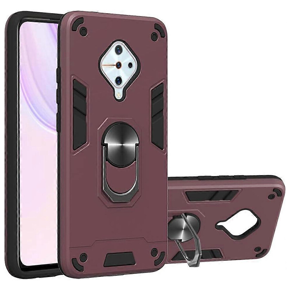 Konhill (As Show, One Size) Case Cover Bundles Compatible With Vivo Y17-Y15-Y12-U10-Y11-Y3 Case,Military-Grade Shockproof Cover With Magnetic Car Mount Ring K