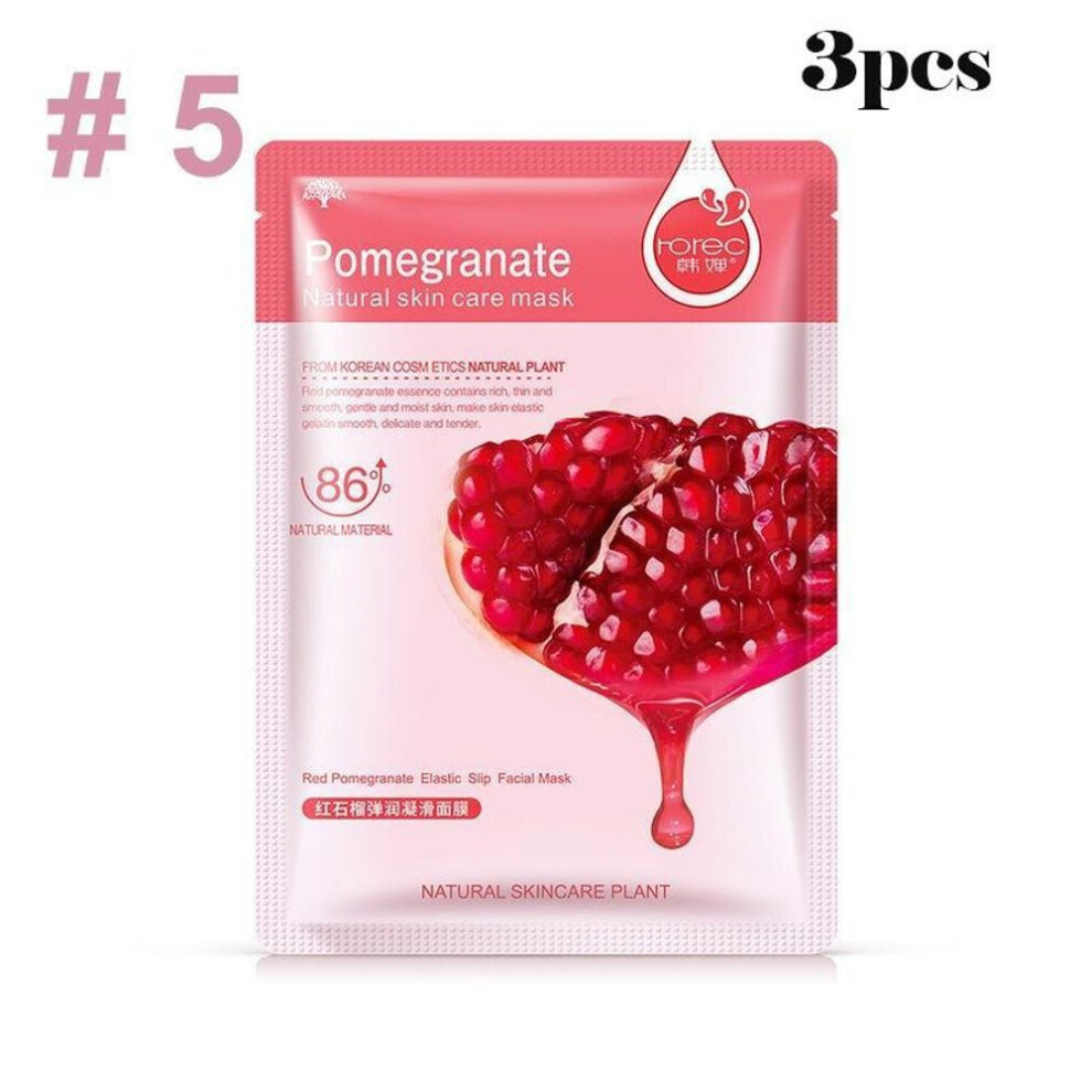 (as the picture, 5-3pcs) Skin Care Fruit Face Mask Moisturizing Deep Nourish Brighten Moisturizing Facial Mask Hyaluronic