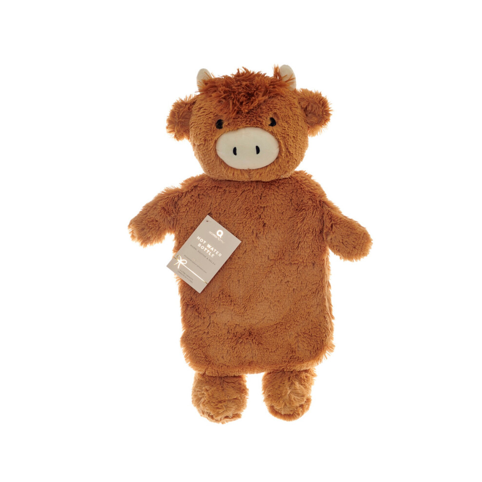 Aroma Home Unisex Light Brown Highland Cow Hot Water Bottle 2L In - Image 2