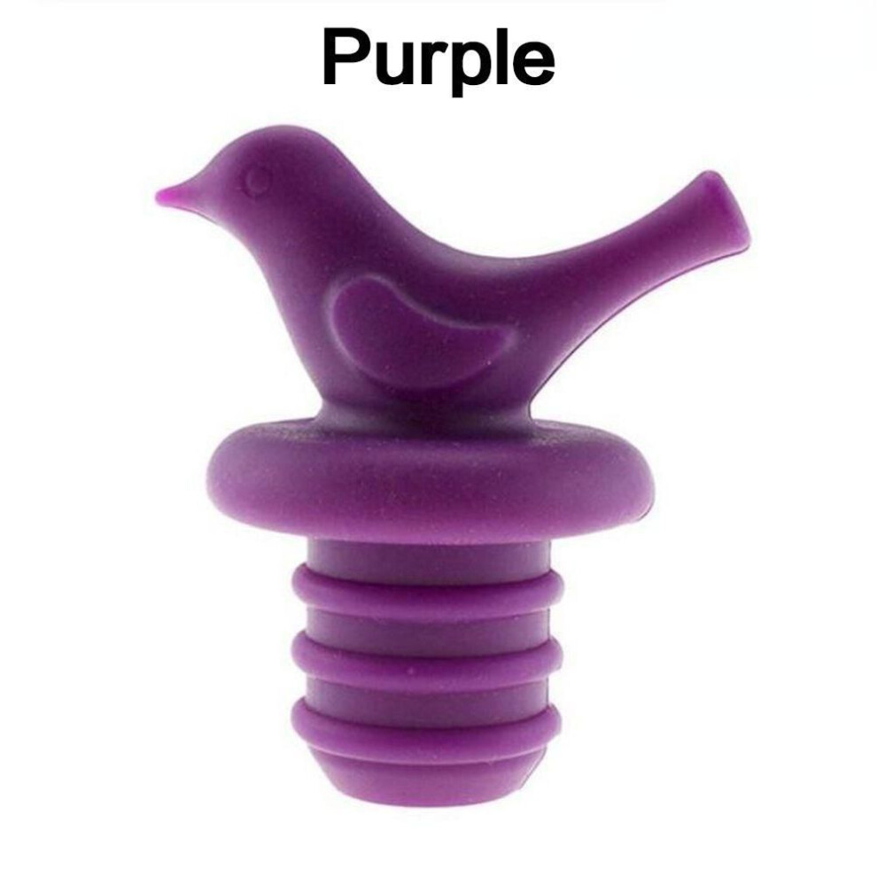 (purple) 1pc Silicone Wine Stopper Bottle Cap Wine Dispenser Stopper Bird Wine Stopper Bar Kitchen Tool