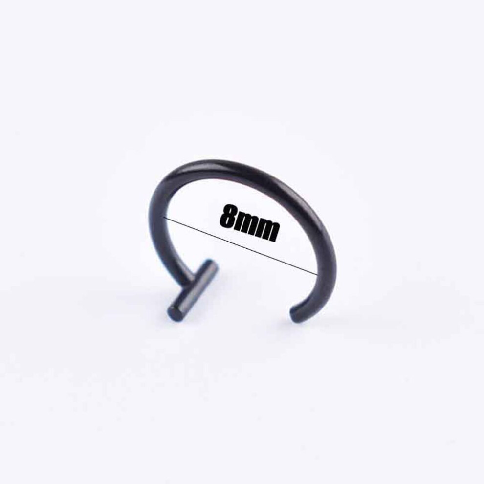 (black, 8mm) Lips Rings Titanium Steel Fake Nose Ring Septum Piercing Clip On Mouth Ring Fake Piercing Body Clip