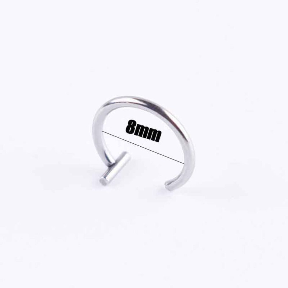 (silver, 8mm) Lips Rings Titanium Steel Fake Nose Ring Septum Piercing Clip On Mouth Ring Fake Piercing Body Clip